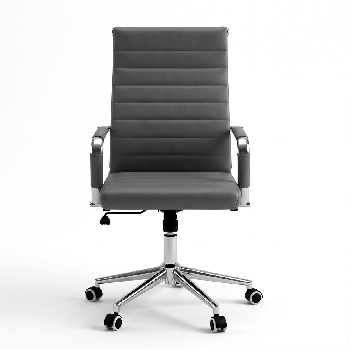 TWSC Ribbed High-Back Office Chair – Grey — front product view