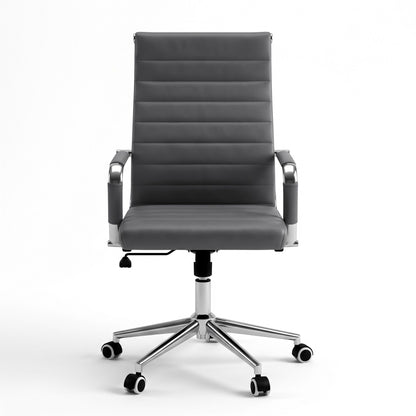 TWSC Ribbed High-Back Office Chair – Grey — front product view
