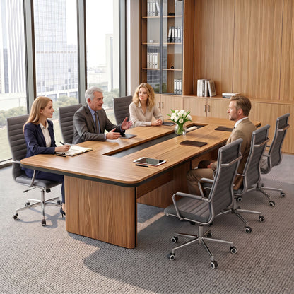 TWSC Ribbed High-Back Office Chair – Grey — chairs around a meeting table