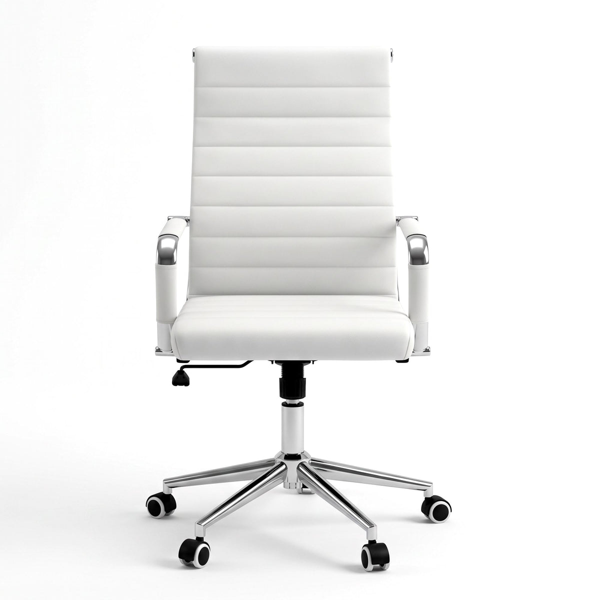 TWSC Ribbed High-Back Office Chair – White — front product view