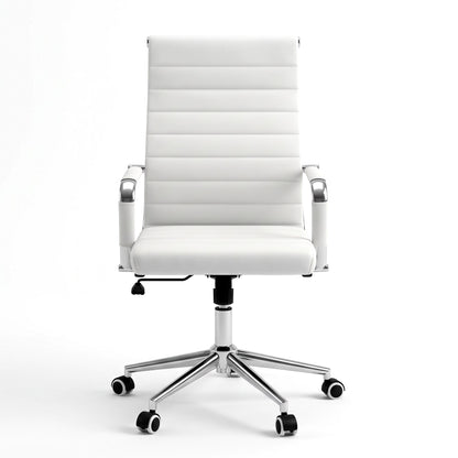 TWSC Ribbed High-Back Office Chair – White — front product view