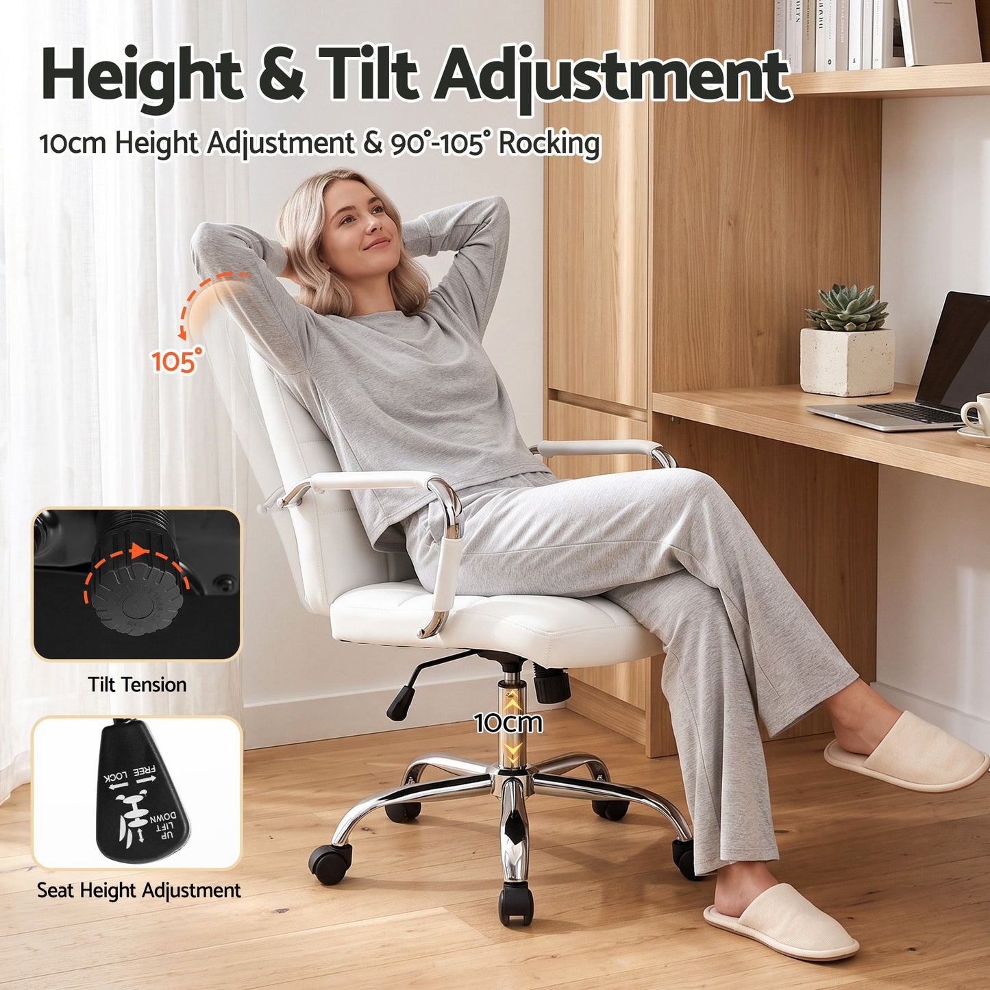 TWSC Office Chair Seat PU Work Computer Desk Chairs