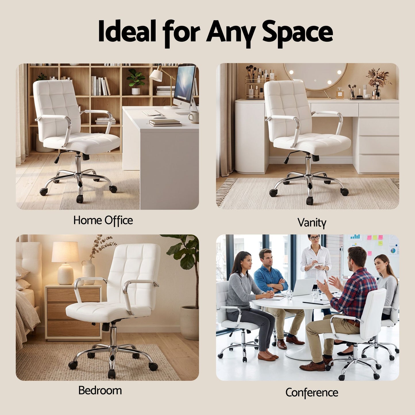 TWSC Office Chair Seat PU Work Computer Desk Chairs