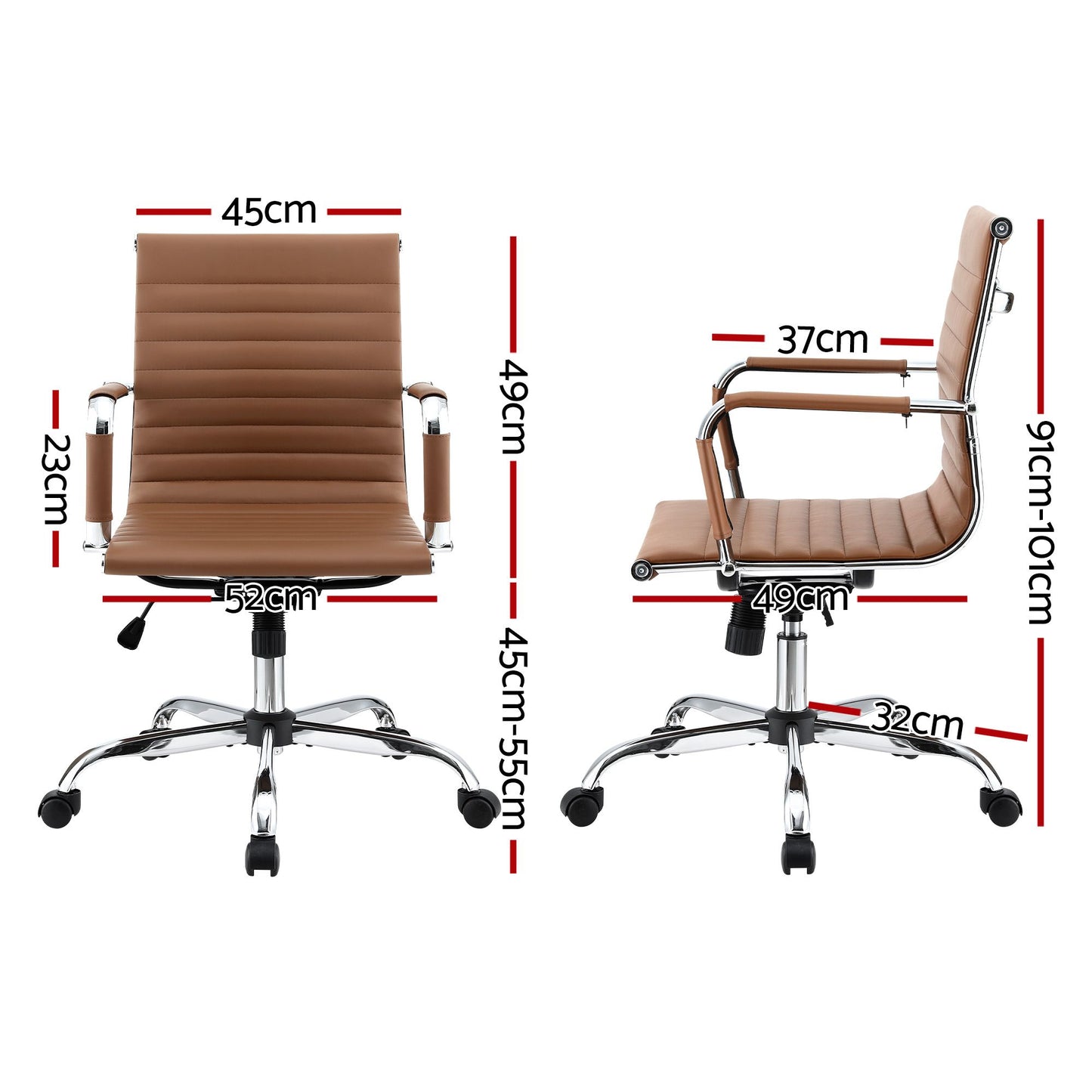 Office Chair – Mid Back PU Leather, Brown