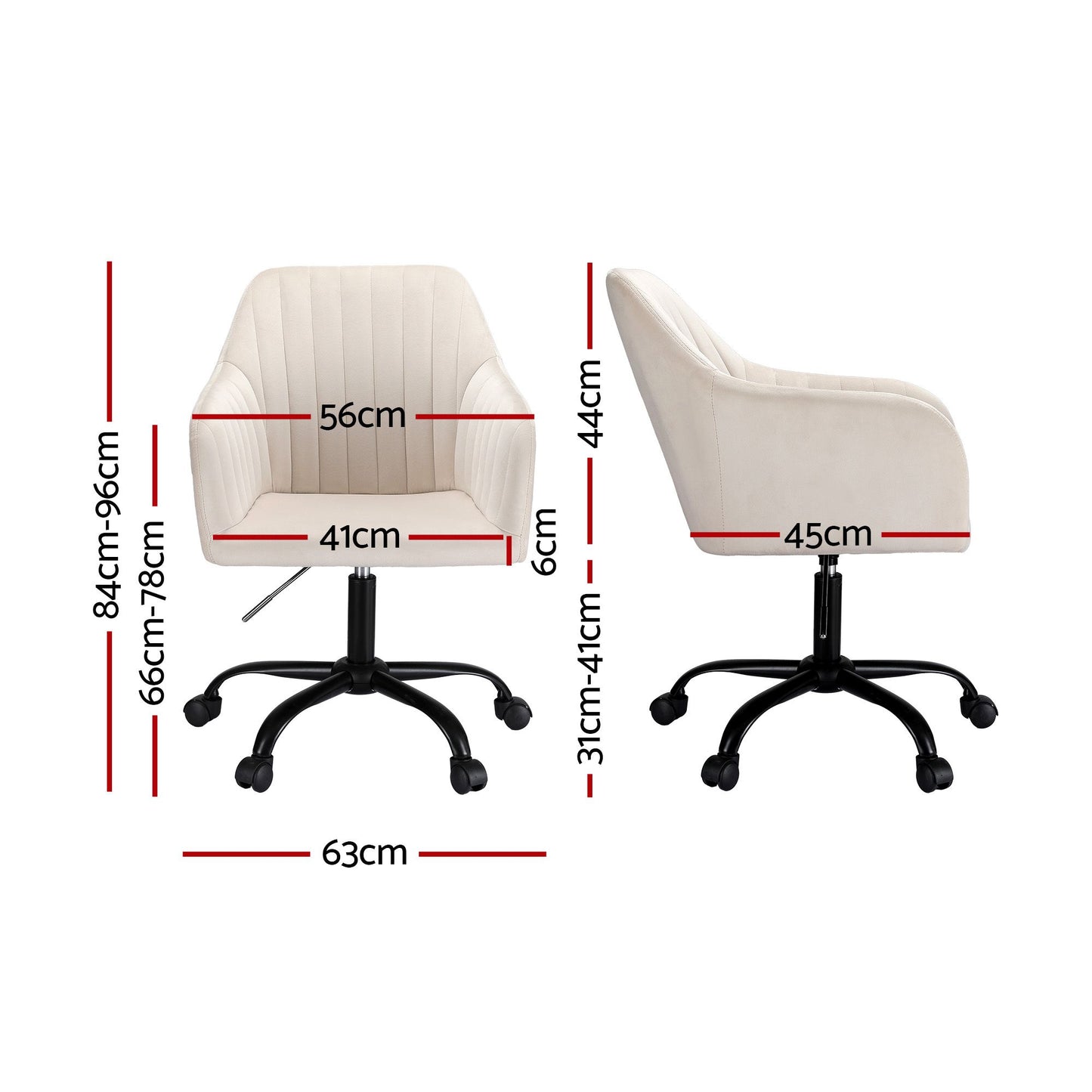 Office Chair – Velvet Seat, Cream