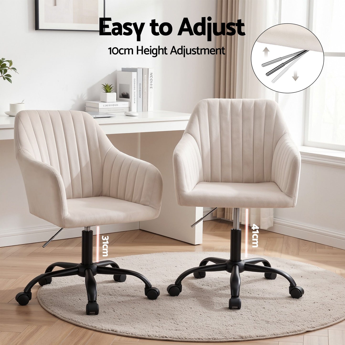 Office Chair – Velvet Seat, Cream