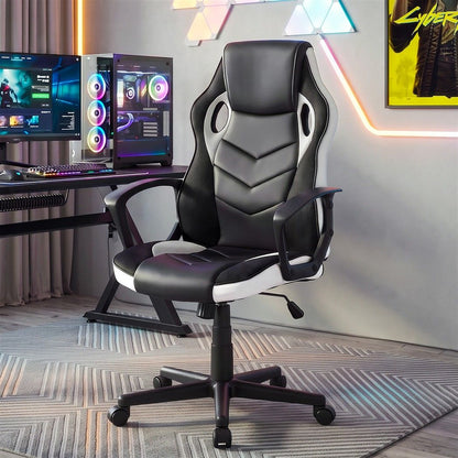 TWSC Gaming Office Chair Desk Racing Computer Chairs Executive Home Black & White