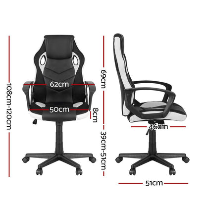 TWSC Gaming Office Chair Desk Racing Computer Chairs Executive Home Black & White