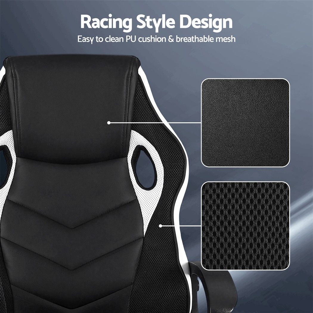 TWSC Gaming Office Chair Desk Racing Computer Chairs Executive Home Black & White