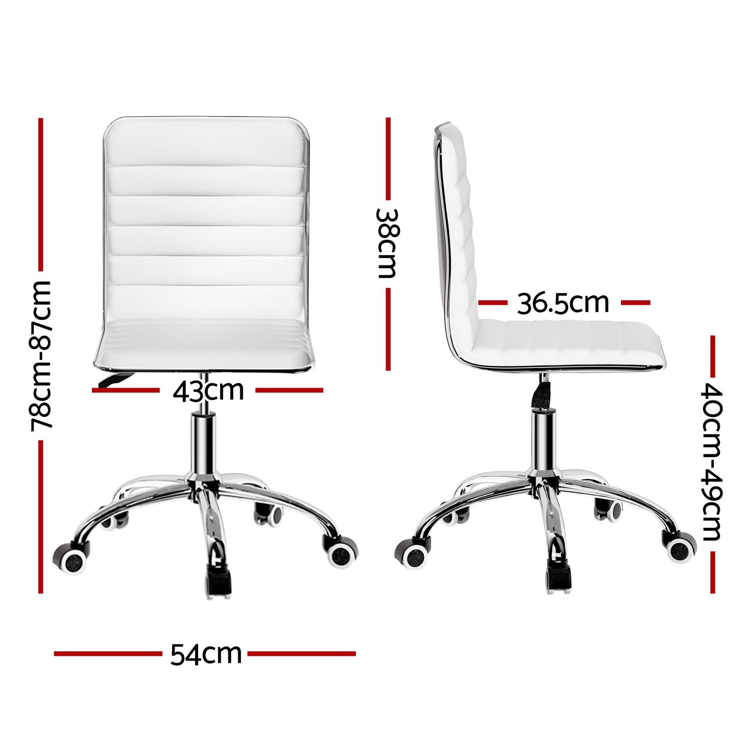 Office Chair – Low Back, PU Leather, White