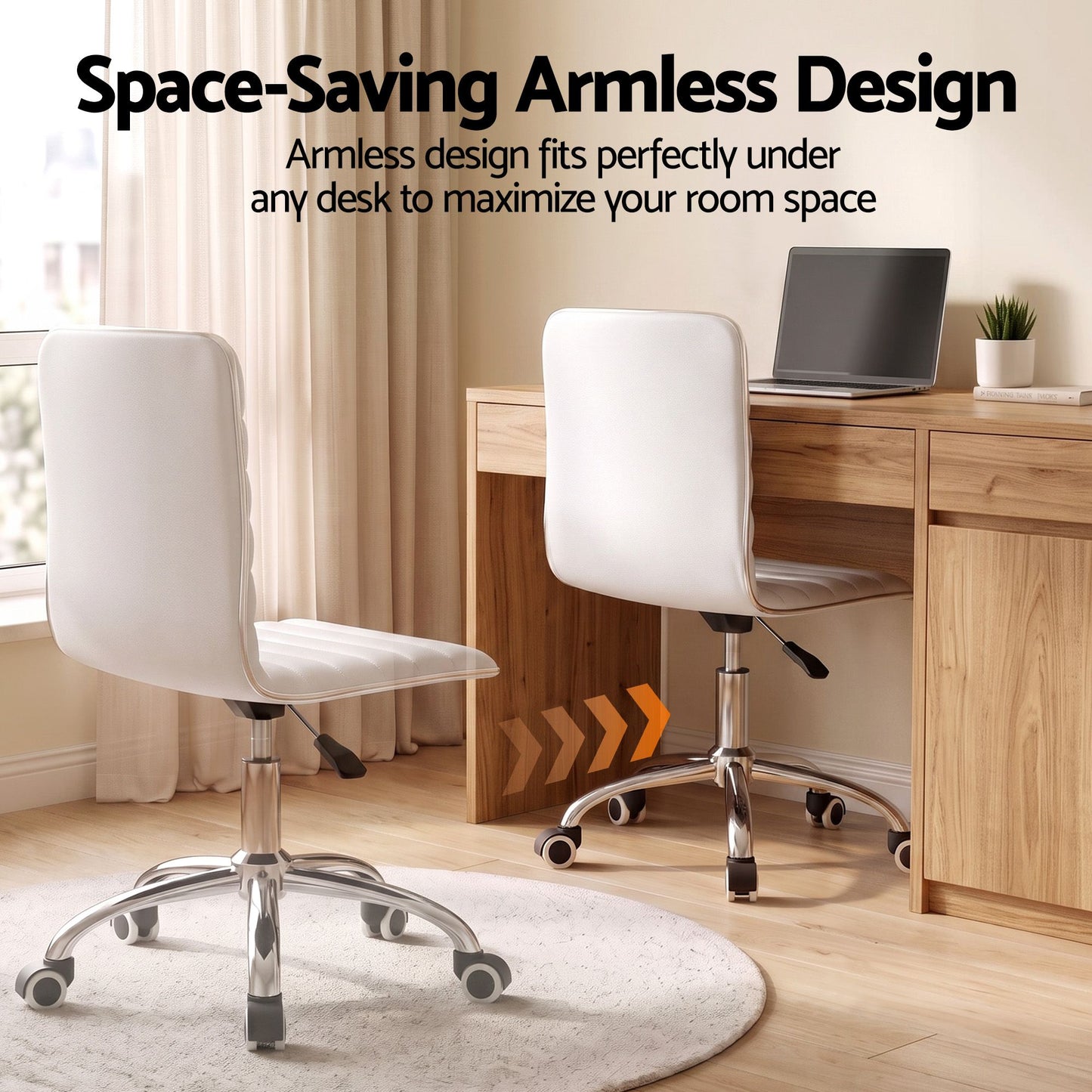 Office Chair – Low Back, PU Leather, White