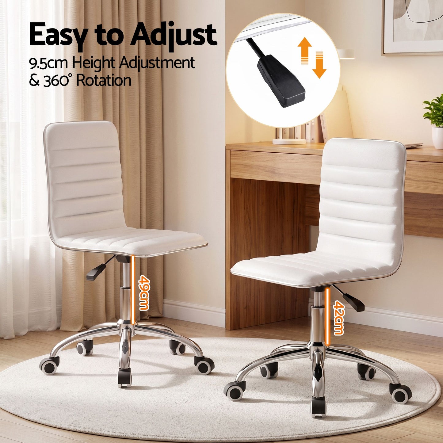 Office Chair – Low Back, PU Leather, White