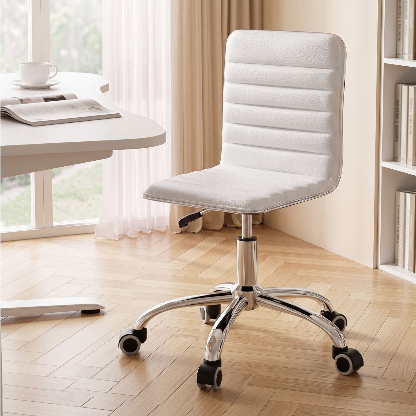 Office Chair – Low Back, PU Leather, White