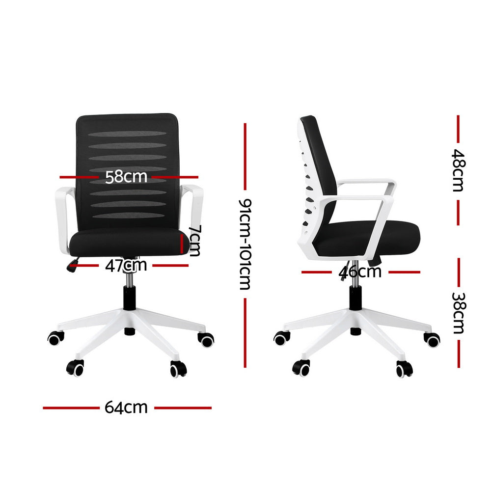 Ergonomic Mesh Office Chair – Lumbar Support, Height Adjustable, Black & White