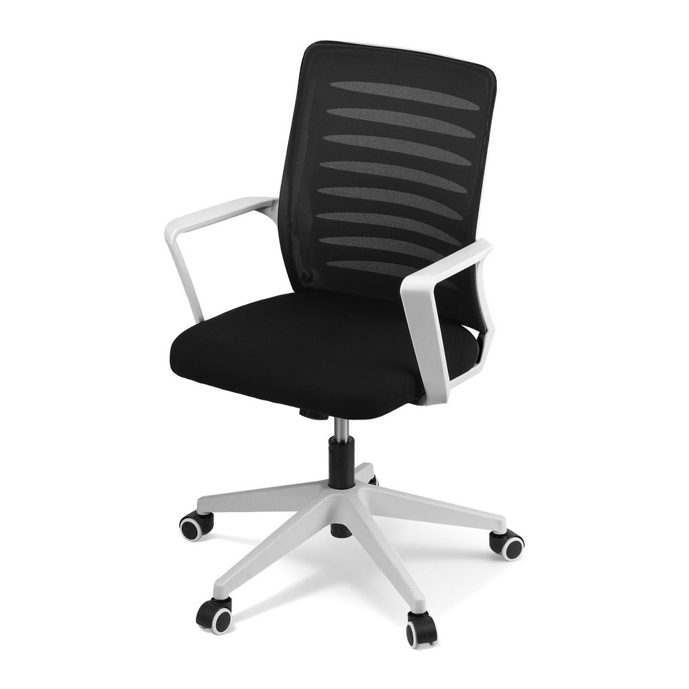 Ergonomic Mesh Office Chair – Lumbar Support, Height Adjustable, Black & White