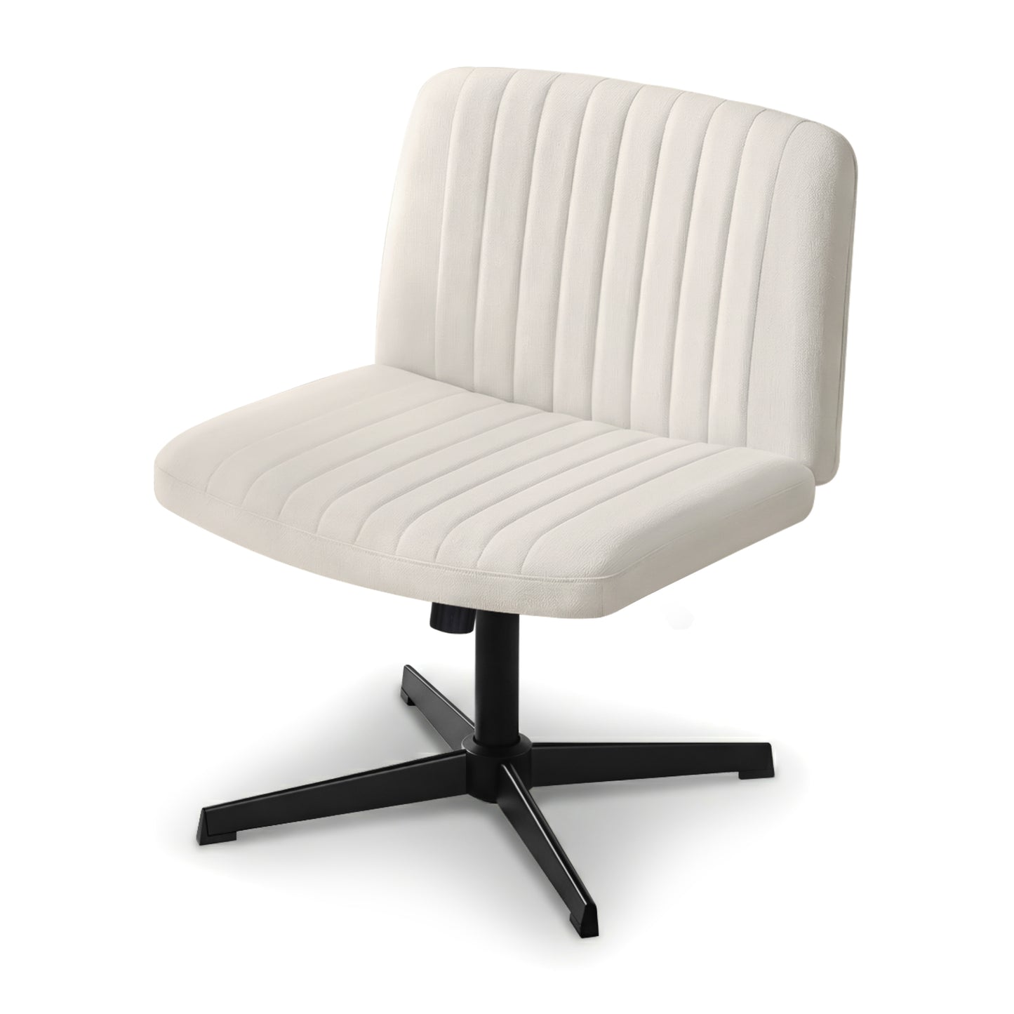 Criss Cross Office Chair – Armless, Height Adjustable, Swivel, Beige Fabric