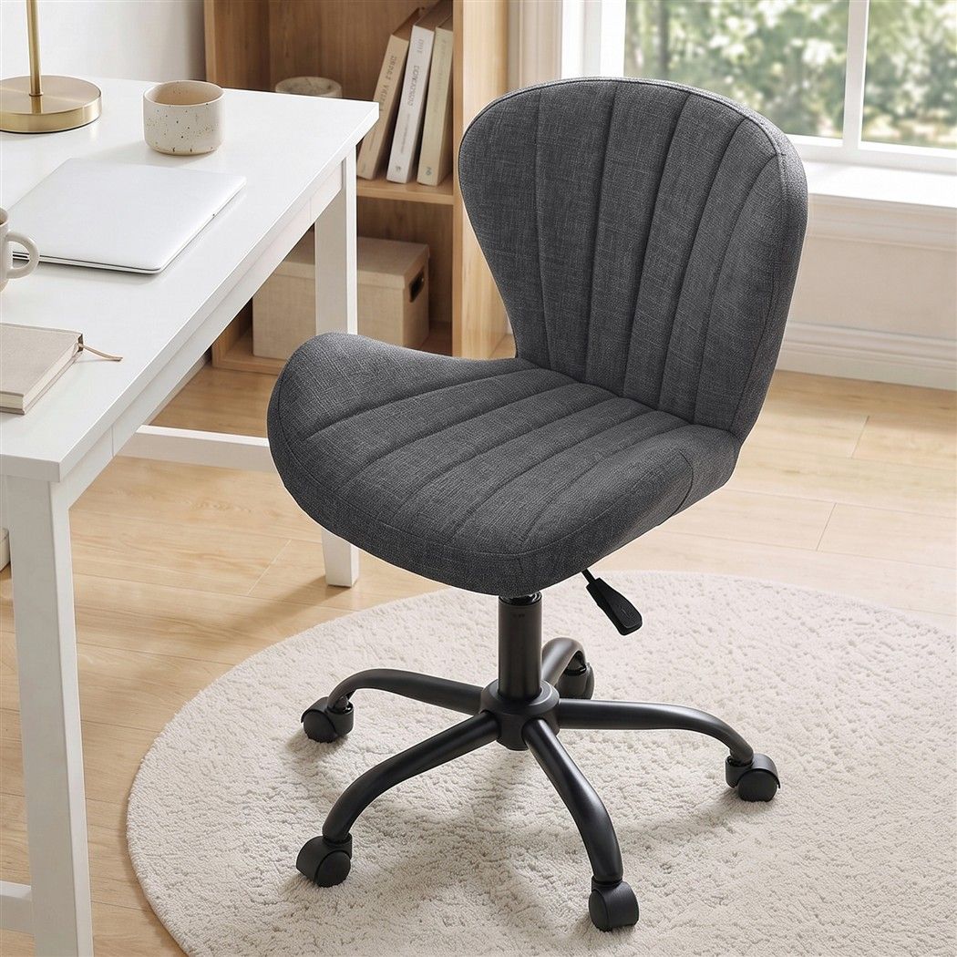 TWSC Ergonomic Office Chair Armless Height Adjustable Computer Desk Chair Fabric Dark Grey