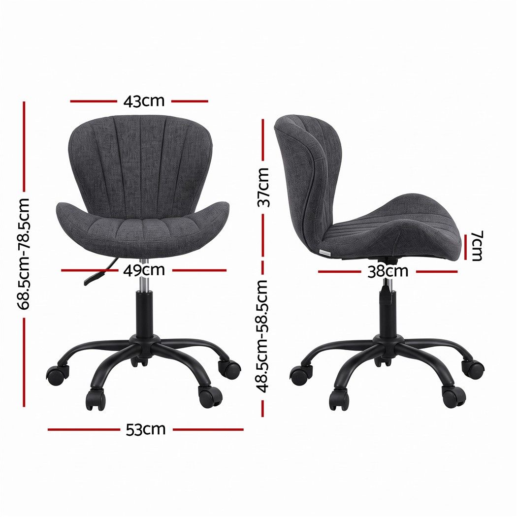 TWSC Ergonomic Office Chair Armless Height Adjustable Computer Desk Chair Fabric Dark Grey