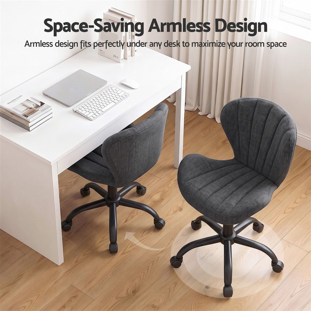 TWSC Ergonomic Office Chair Armless Height Adjustable Computer Desk Chair Fabric Dark Grey
