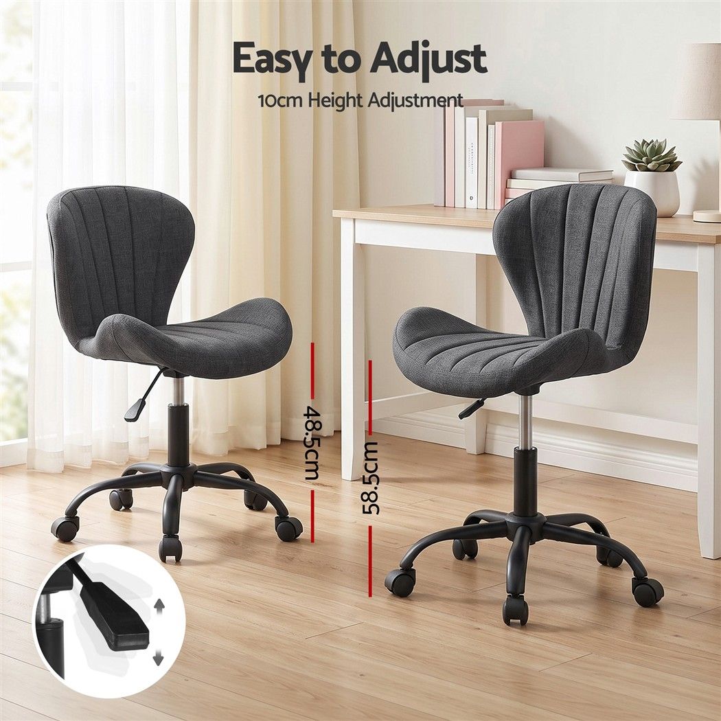 TWSC Ergonomic Office Chair Armless Height Adjustable Computer Desk Chair Fabric Dark Grey