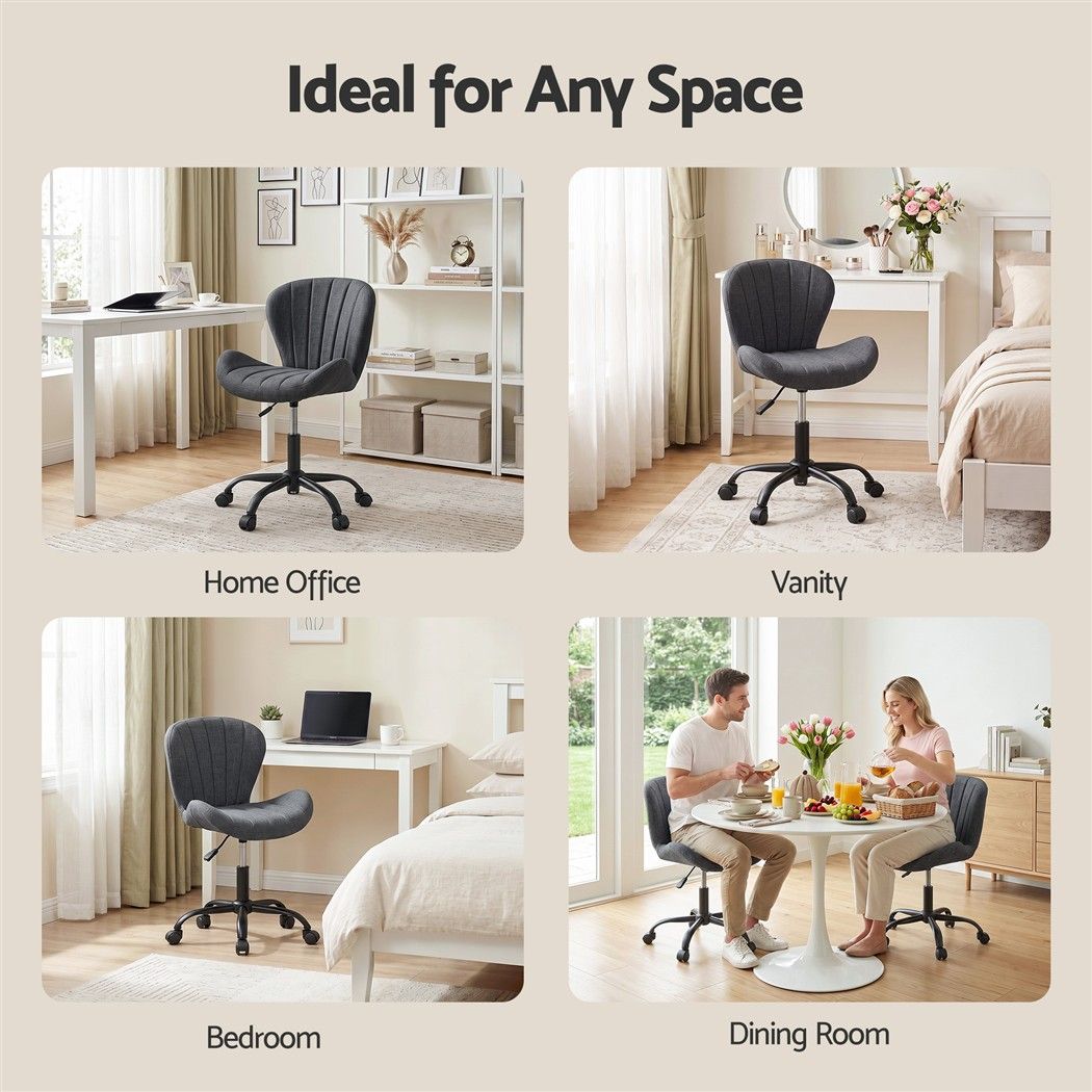 TWSC Ergonomic Office Chair Armless Height Adjustable Computer Desk Chair Fabric Dark Grey