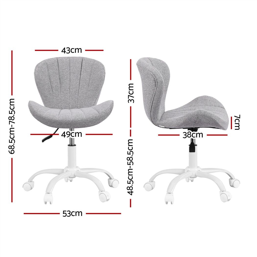 TWSC Ergonomic Office Chair Armless Height Adjustable Computer Desk Chair Fabric Light Grey