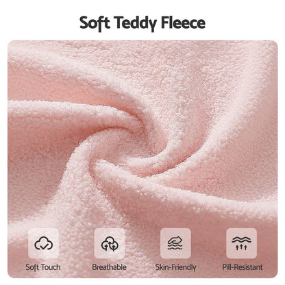 TWSC Office Chair Armless Swivel Vanity Desk Chair with Wheels Teddy Fleece Pink