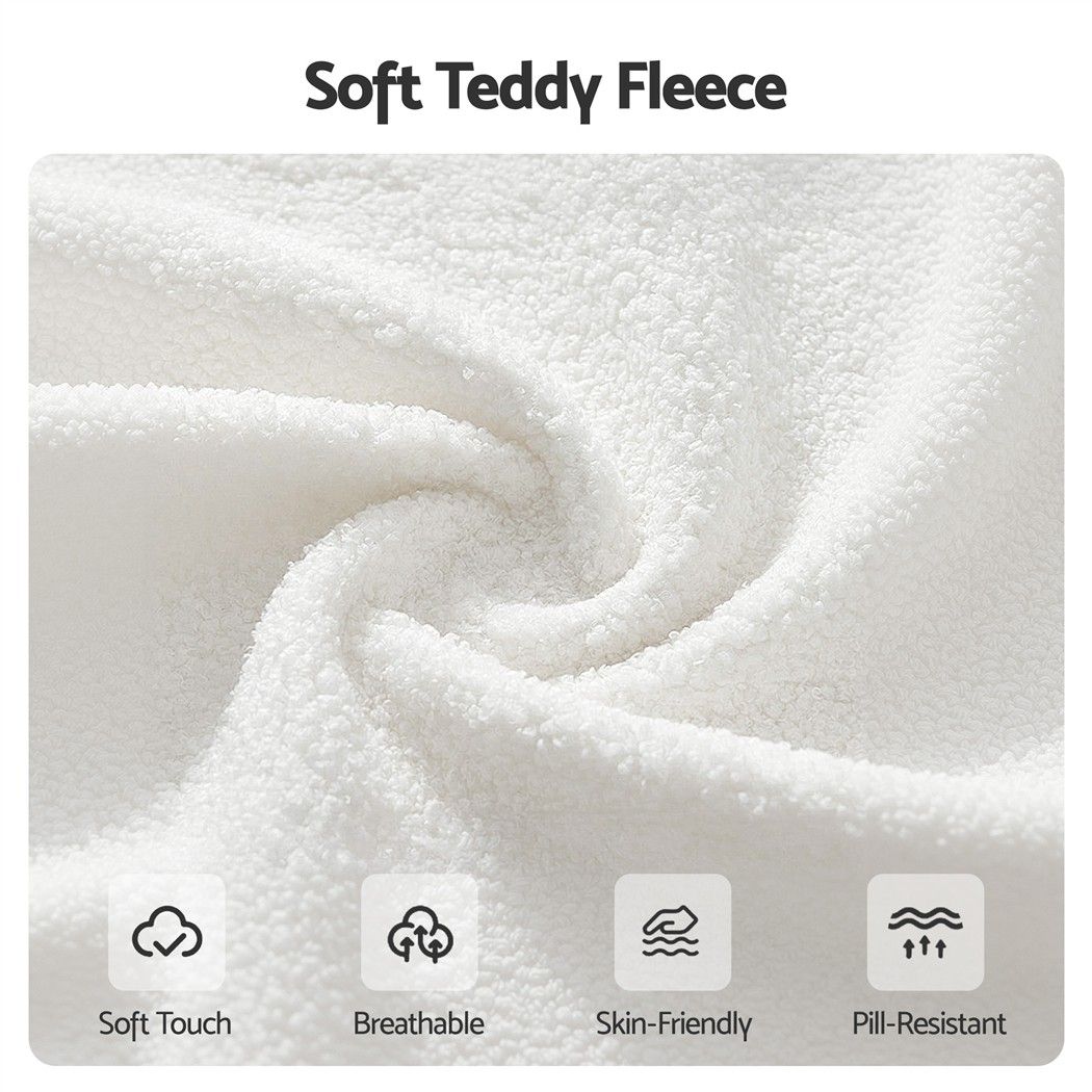 TWSC Office Chair Armless Swivel Vanity Desk Chair with Wheels Teddy Fleece White