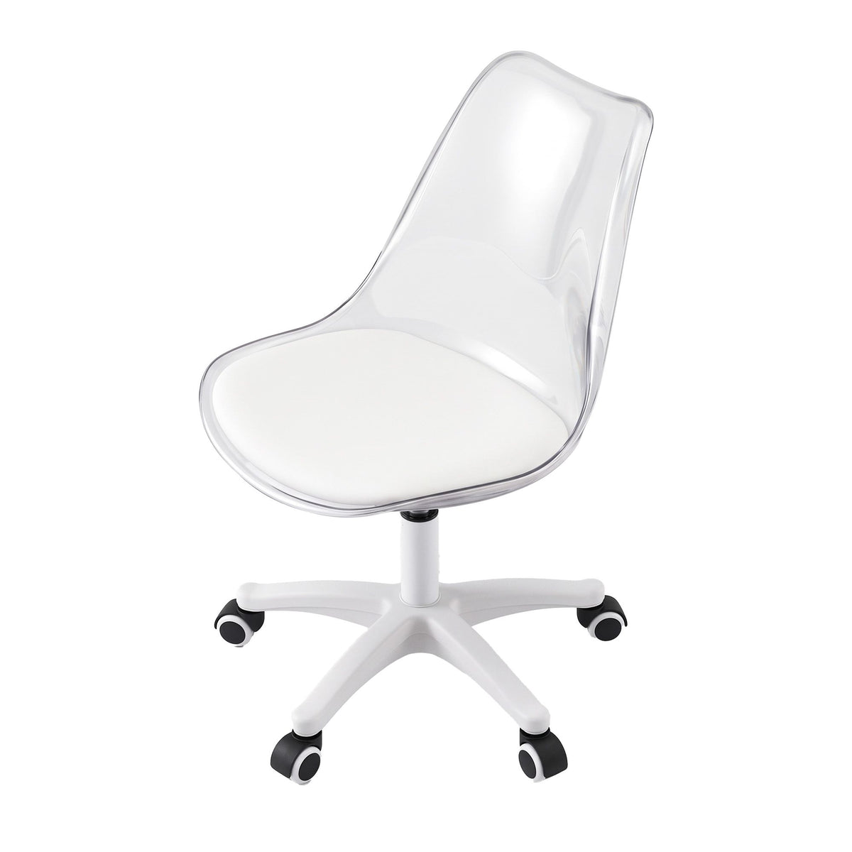 TWSC Clear Acrylic Office Chair Armless Swivel Vanity Desk Chair Mondern White