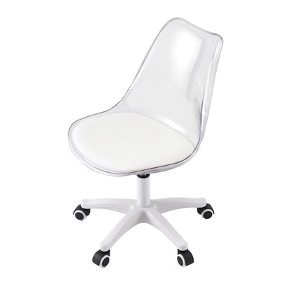 TWSC Clear Acrylic Office Chair Armless Swivel Vanity Desk Chair Mondern White