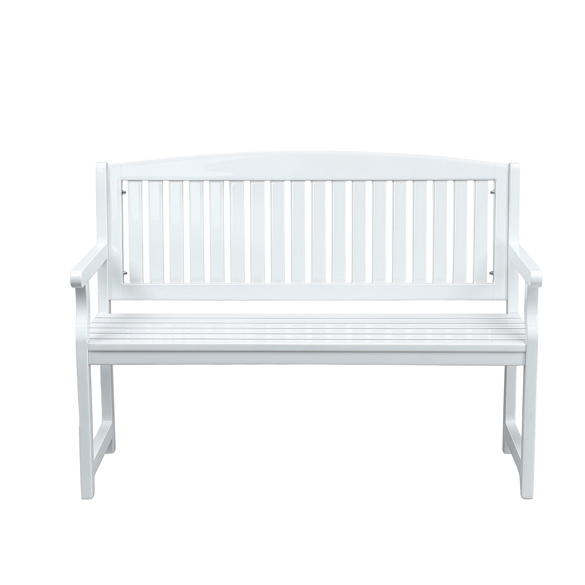 White 2-seater wooden outdoor garden bench by Gardeon, patio chair with a classic design for outdoor seating.
