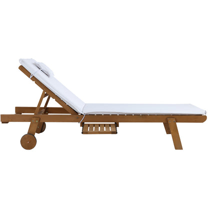 Gardeon sun lounge set with adjustable fir wood loungers and white cushions, outdoor furniture for relaxing in the garden