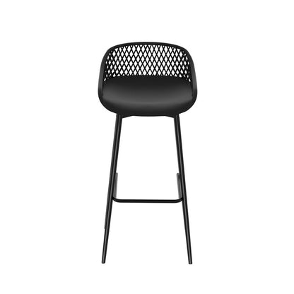 Set of two black plastic outdoor bar stools by Gardeon, weather-resistant furniture for outdoor seating with modern design.