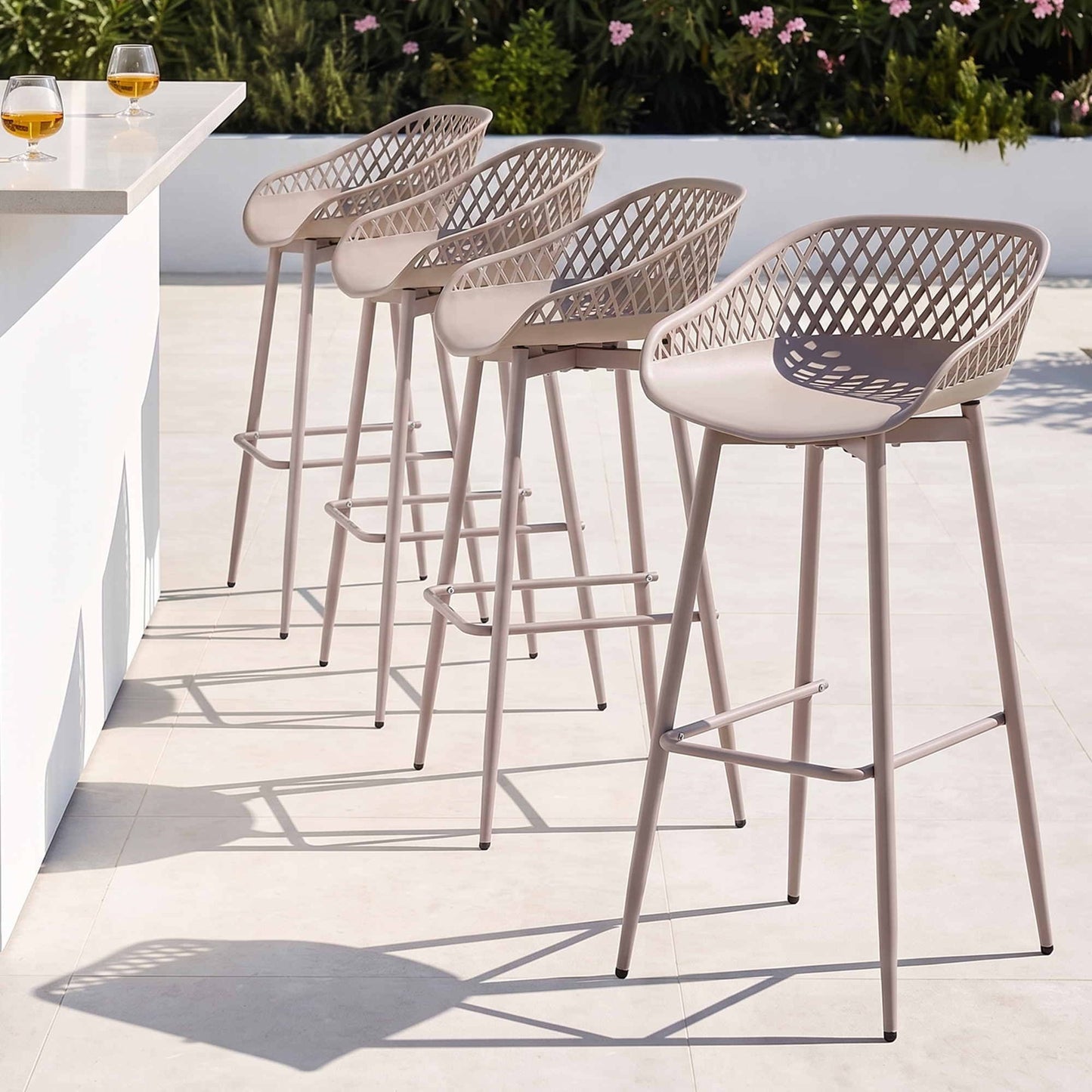 Gardeon 4-Piece Outdoor Bar Stools Plastic Metal Dining Chair Furniture Coffee