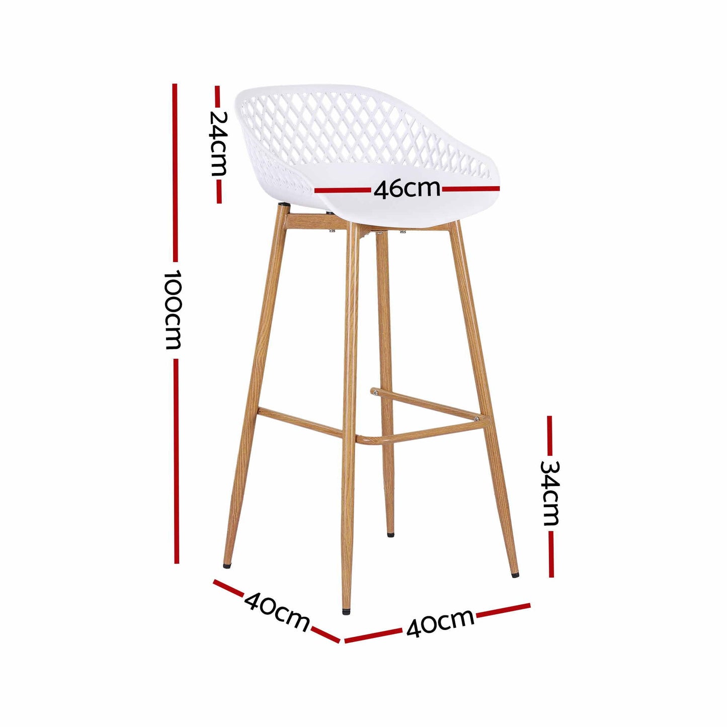Gardeon 4-Piece Outdoor Bar Stools Plastic Metal Dining Chair Balcony White