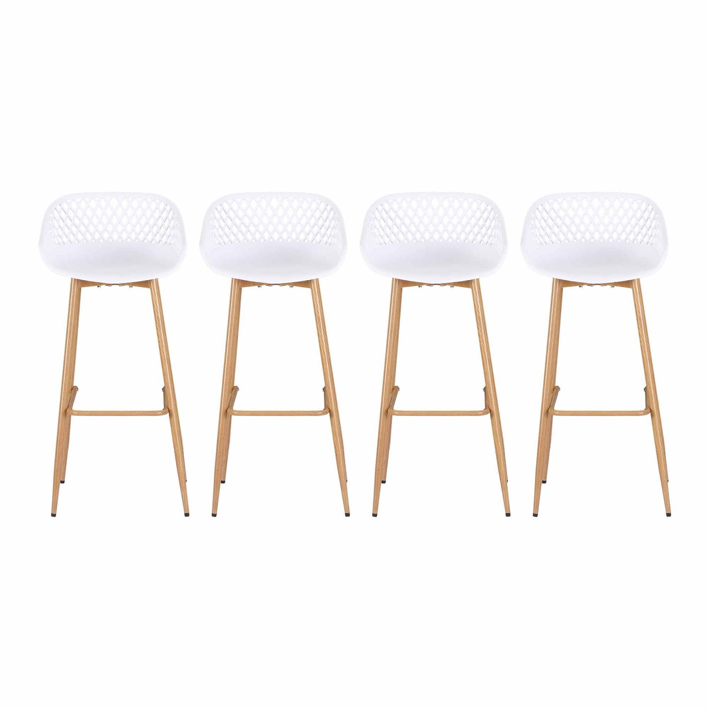Gardeon 4-Piece Outdoor Bar Stools Plastic Metal Dining Chair Balcony White