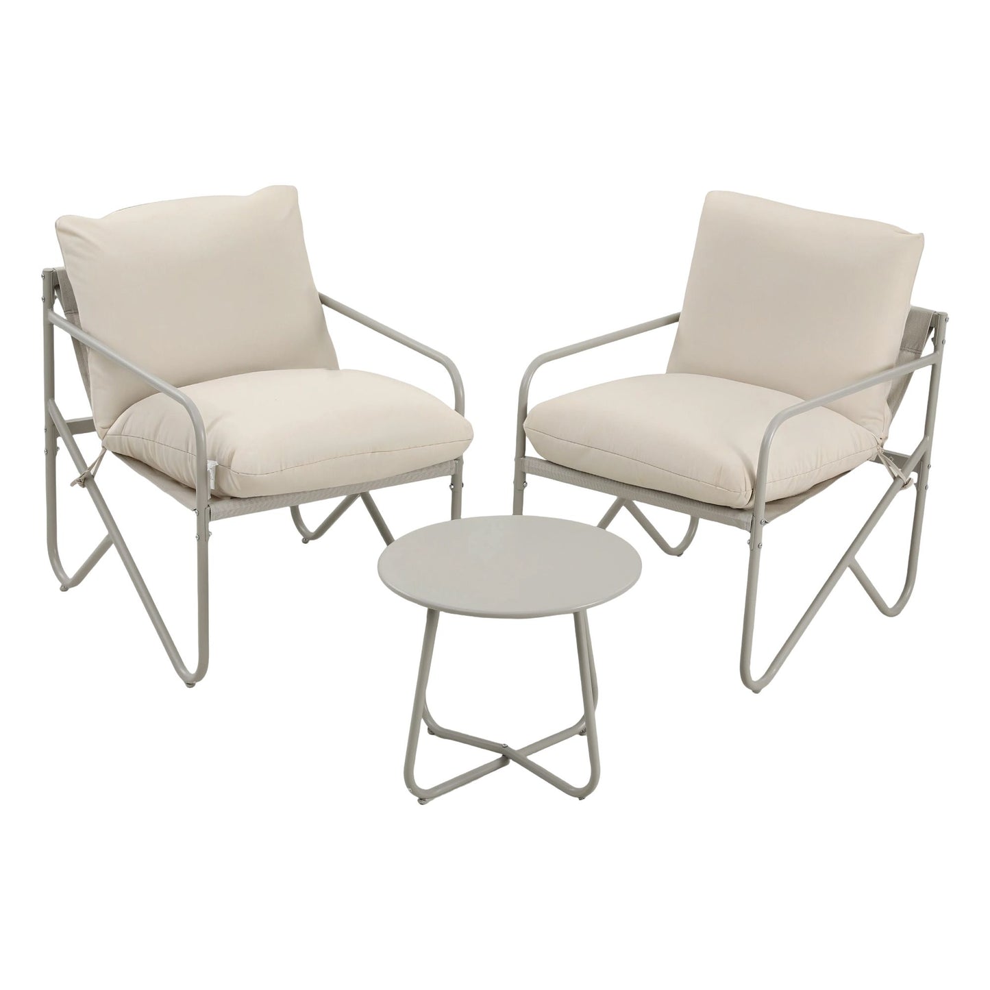 Gardeon Outdoor Bistro Set 3 Piece Patio Furniture Conversation Table and Chairs Khaki