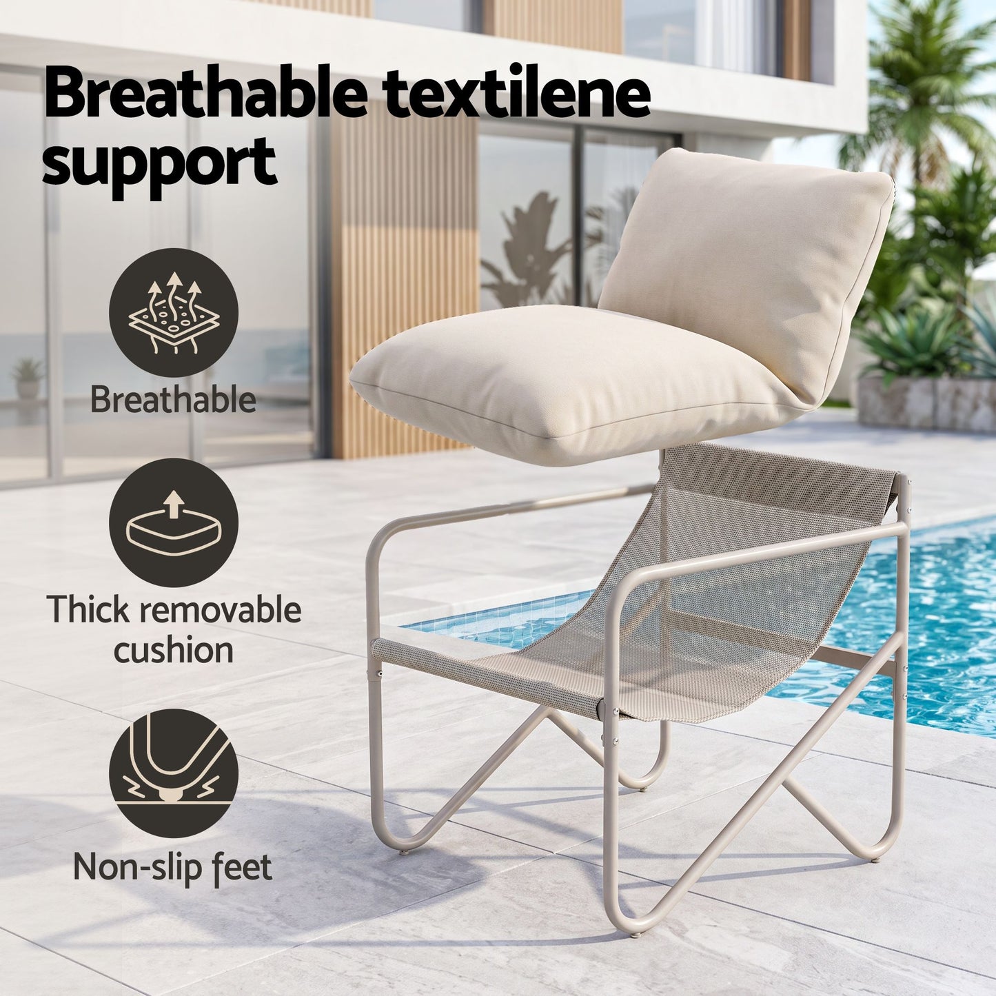 Gardeon Outdoor Bistro Set 3 Piece Patio Furniture Conversation Table and Chairs Khaki