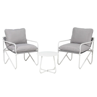TWSC Outdoor Bistro Set 3 Piece Patio Furniture Conversation Table and Chairs Grey