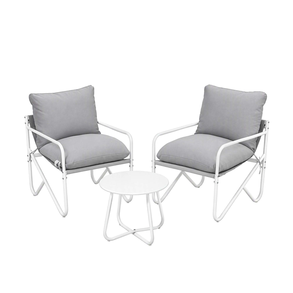 TWSC Outdoor Bistro Set 3 Piece Patio Furniture Conversation Table and Chairs Grey