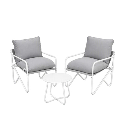 TWSC Outdoor Bistro Set 3 Piece Patio Furniture Conversation Table and Chairs Grey