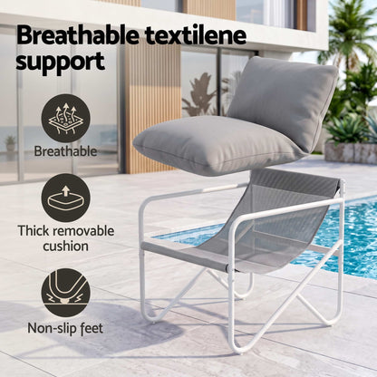 TWSC Outdoor Bistro Set 3 Piece Patio Furniture Conversation Table and Chairs Grey