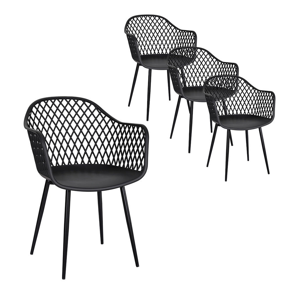 Outdoor Dining Chairs – Water & UV Resistant, Black PP, Set of 4