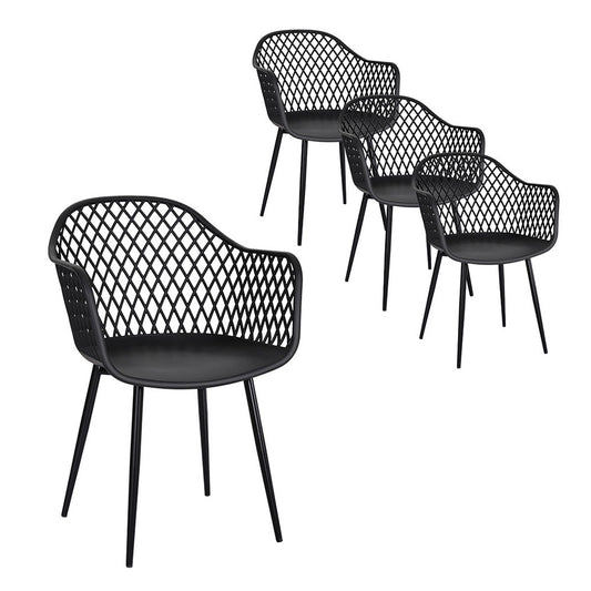 TWSC 4PC Outdoor Dining Chairs PP Lounge Chair Patio Furniture Garden Black