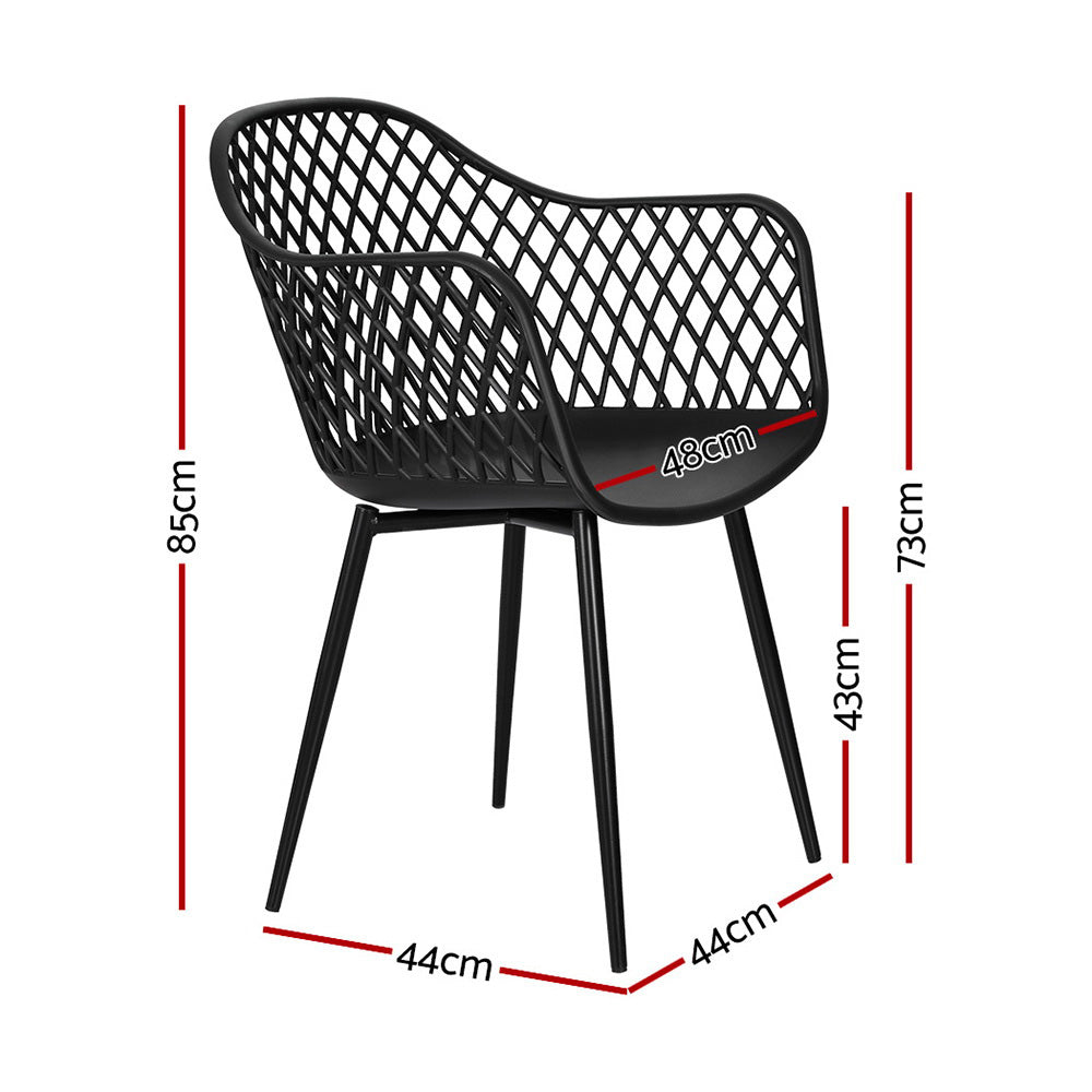 Outdoor Dining Chairs – Water & UV Resistant, Black PP, Set of 4