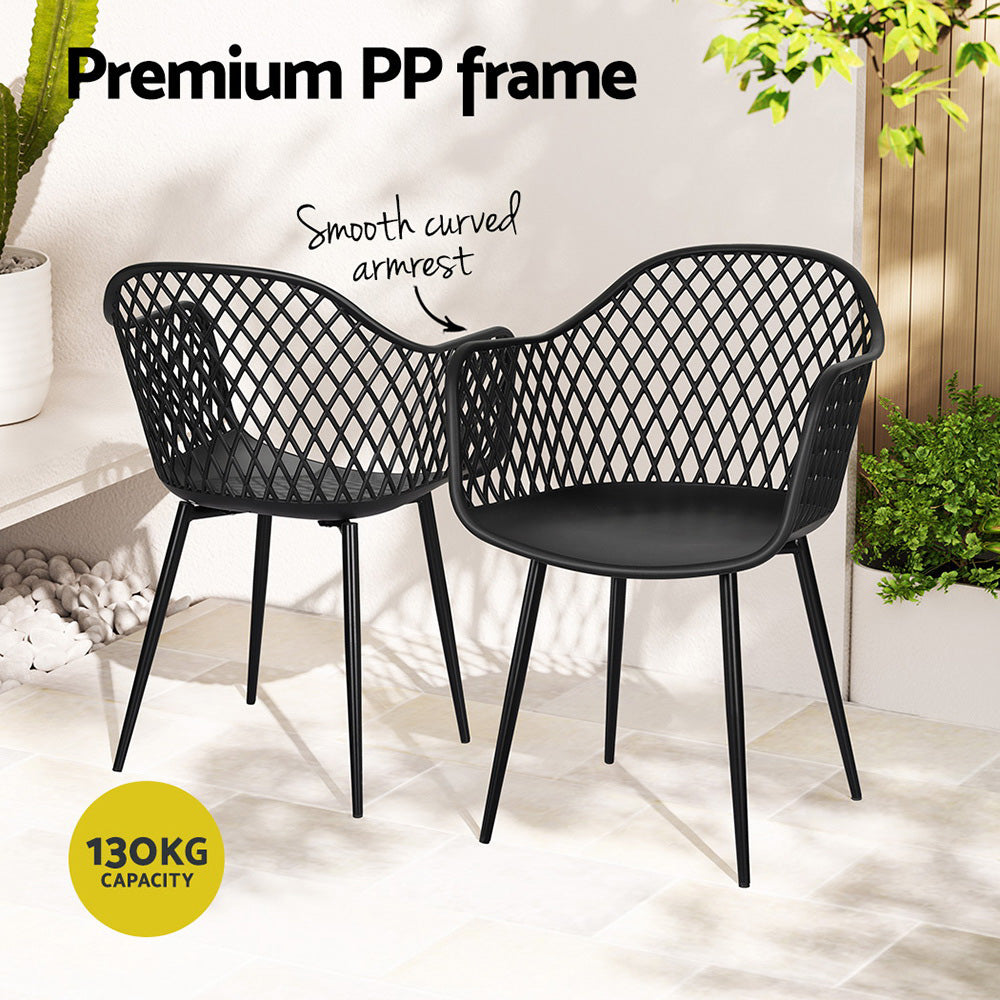 Outdoor Dining Chairs – Water & UV Resistant, Black PP, Set of 4
