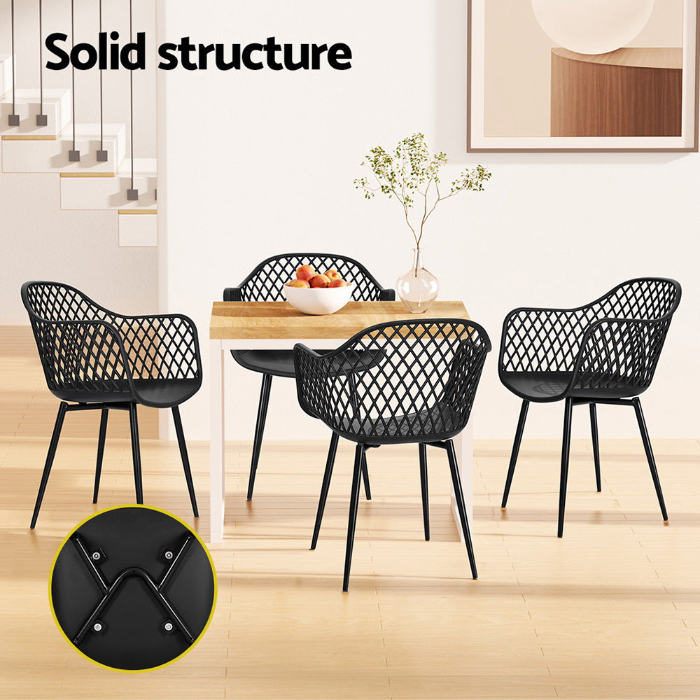 Outdoor Dining Chairs – Water & UV Resistant, Black PP, Set of 4