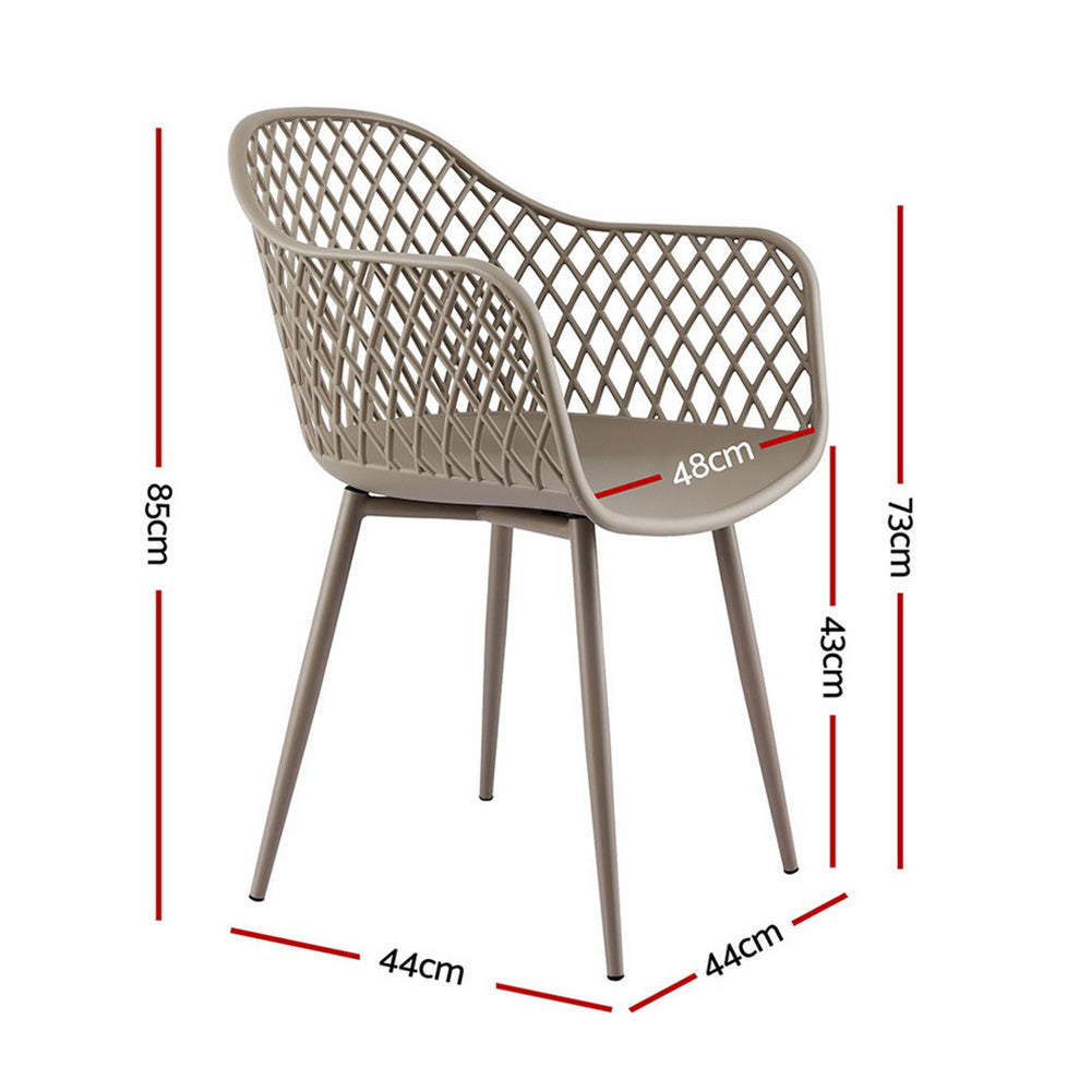 Outdoor Dining Chairs Set – Water and UV-Resistant Coffee PP Lounge Chairs, 4-Pack