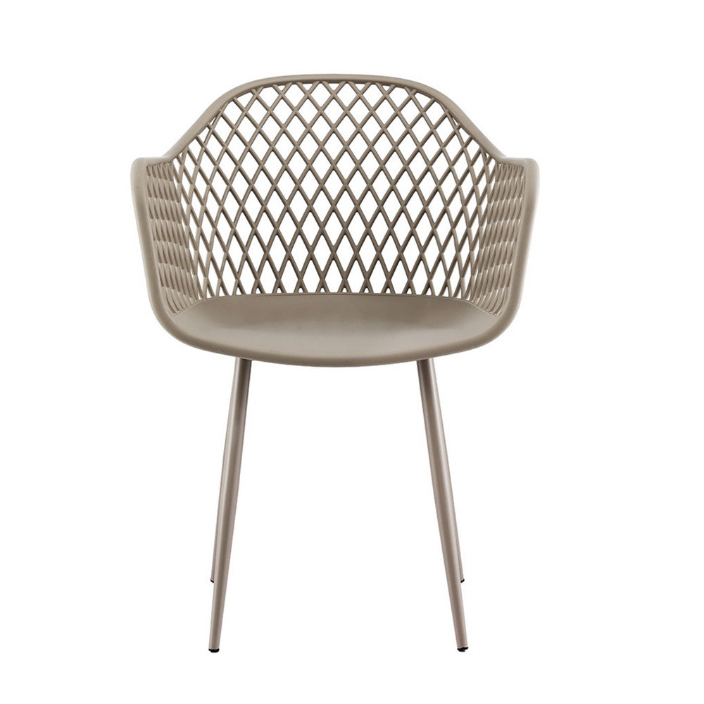 Outdoor Dining Chairs Set – Water and UV-Resistant Coffee PP Lounge Chairs, 4-Pack