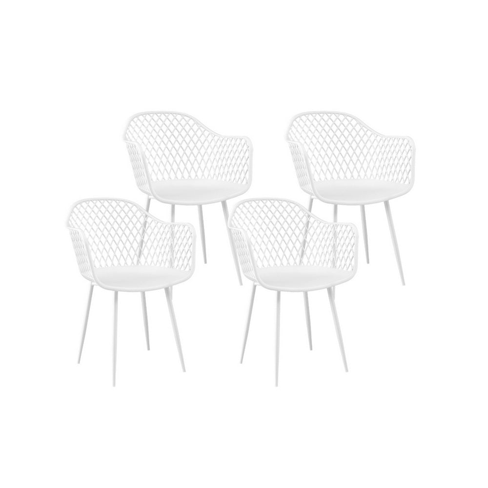 Outdoor Dining Chairs – Water and UV Resistant, White PP, Set of 4